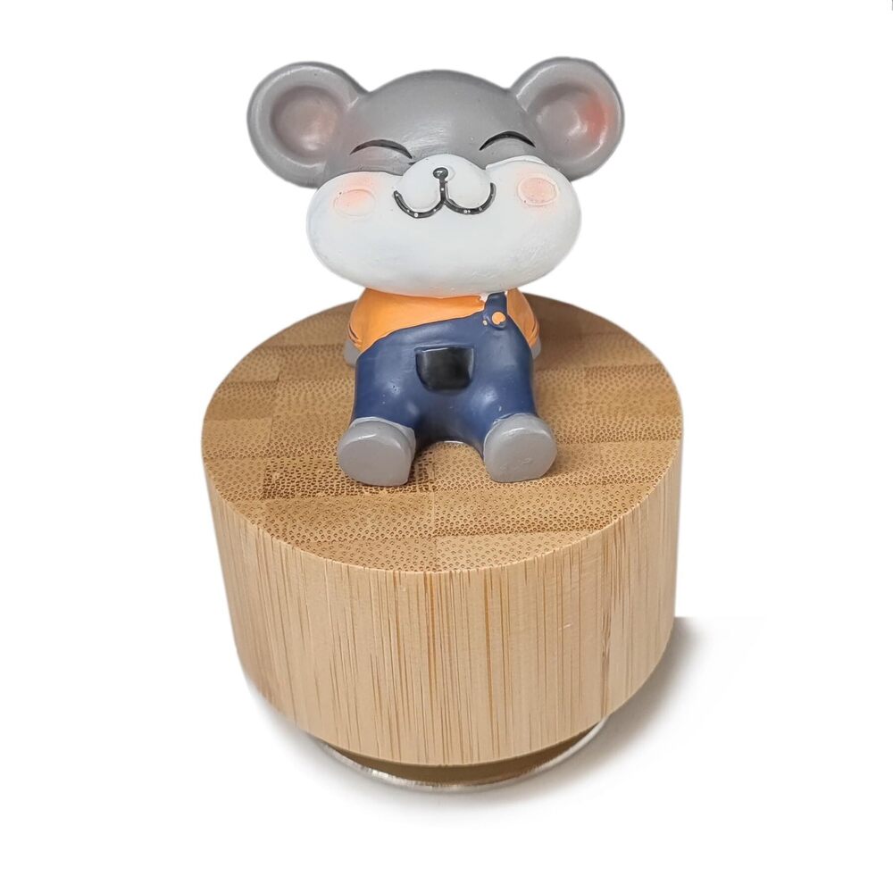 2556 Mini Wooden Animal Rotary Music Box with Cute Mouse Ornament Tune: You